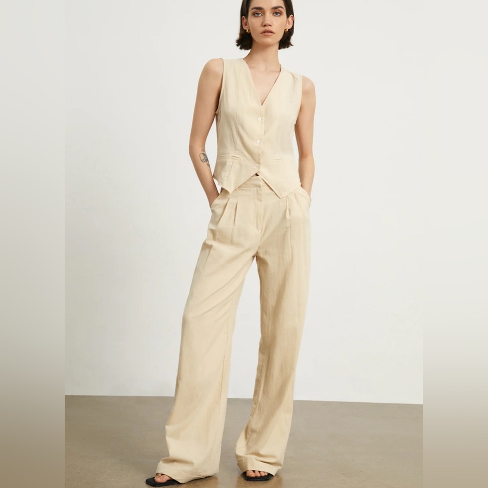 18. Vest and High Waisted Pant Set in Cream
